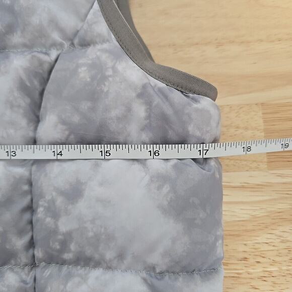 Eddie Bauer Down Puffer Vest Womens Size XS EB650 Gray Tie Dye Full Zip Winter - Picture 5 of 11